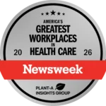 img-agw-health-care Silver circular badge reading "America's Greatest Workplaces in Health Care 2026, Newsweek, Plant-A Insights Group."